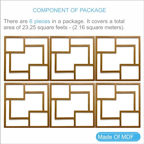 birdeco Decorative Wood Wall Panel Pack of 6, MDF Wall Decoration Tile for Interior Decor, Paintable, DIY (6 Square Frames-Uncolored) by birdeco - Image 5