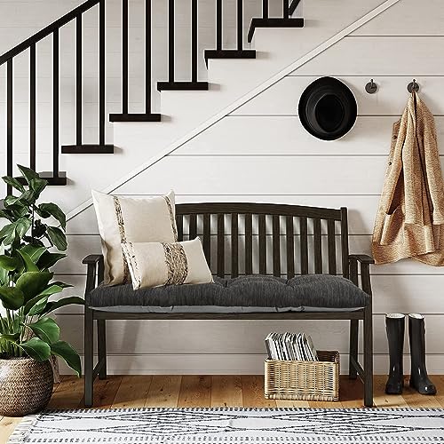 baibu 36 Inch Classic Solid Color Bench Cushion with Ties, Super Soft Indoor Outdoor Rectangle Bench Seat Cushion Standard Size Foam Pad with Non-Slip Bottom - One Pad Only (Black, 36x15x3in)