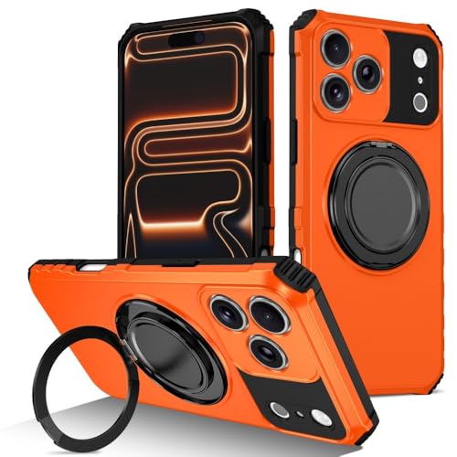 Coque silicone iPhone 13 Pro Max rigide orange anti chute avec bague