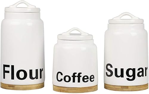 Home Basics CS37216 - Juego de recipientes (3 piezas, color blanco)