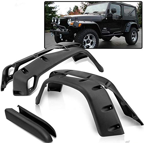 Pocket Rivet Style Extended Wheel Fender Flares 7 Wide Compatible For Jeep Wrangler TJ Compatible for Unlimited LJ 1997-2006