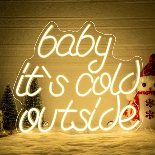 Image of Looklight Christmas Neon Sign Baby It's Cold Outside Neon Signs for Wall Decor Led Lights for Bar Party Room Shop Window Bedroom Door Celebrate Holiday Decorations Christmas Gifts