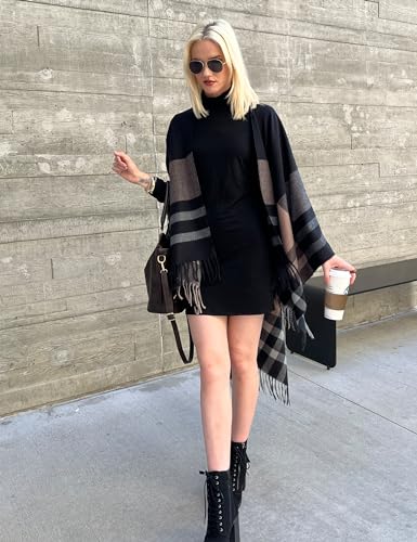 CATCHY & CRAFTY Poncho Shawl Wrap Ruana Cardigan Stylish Cape for Women Open Front Sweater2