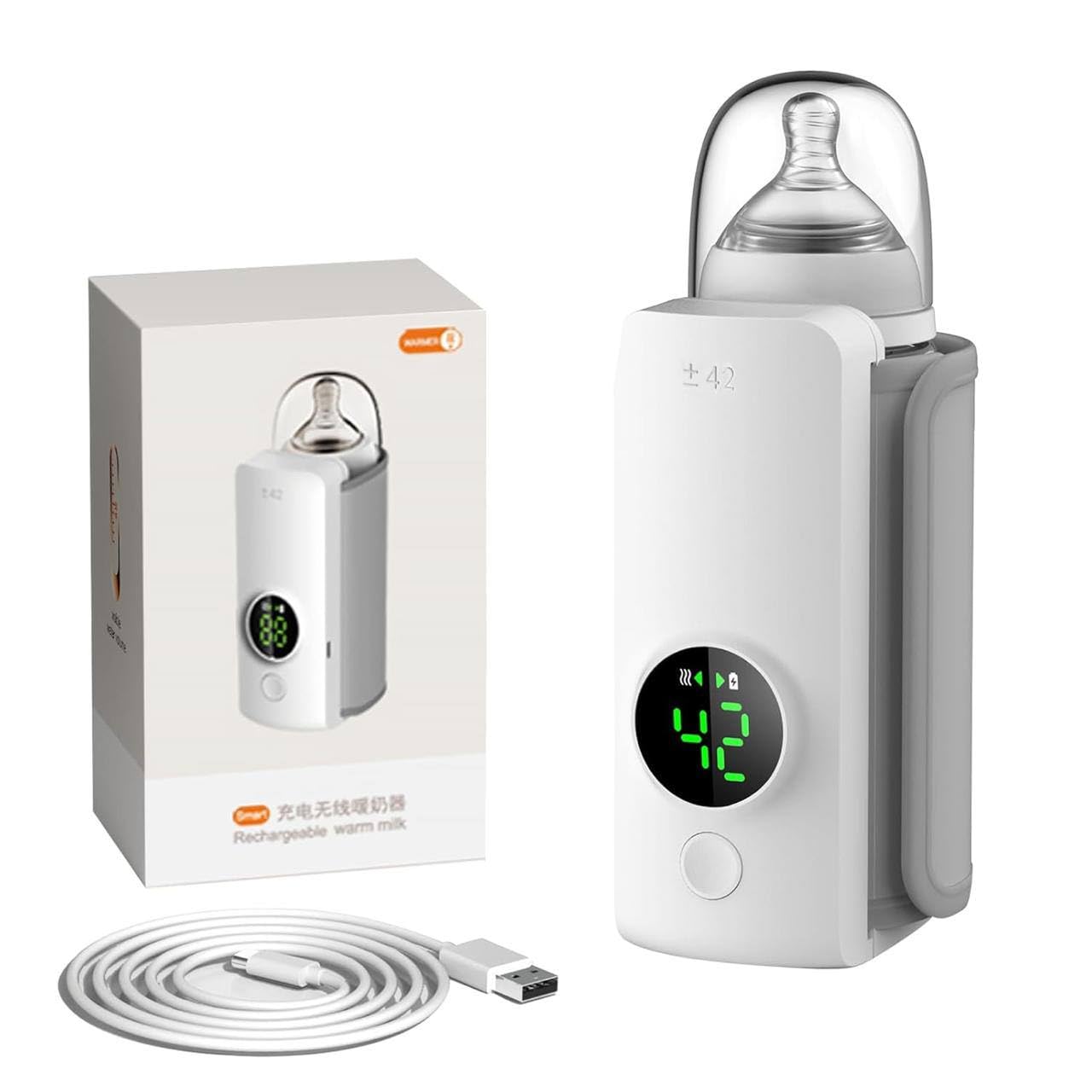 Portable Baby Bottle Warmer Rechargeable with Display | USB Rechargeable, LED Temperature Display, ABS Material, Overheating Protection, Travel Friendly-image-23