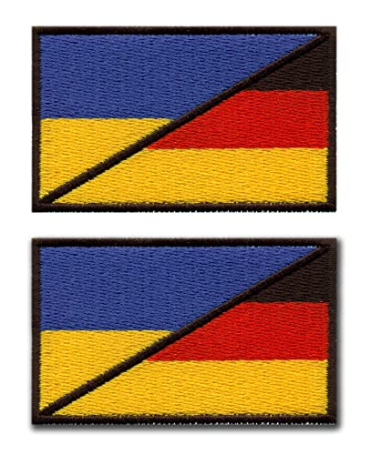 Set mit zwei Flicken – Flagge der Ukraine & Deutschland, 7,2 cm x 4,5 cm, VeIcro, Klettverschluss, hochwertiges Emblem/Abzeichen