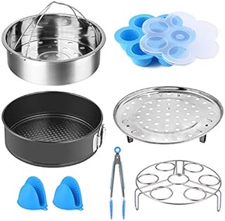 Pressure Accessories Set 8 Pcs Pressure Cooker Accessories Fit 5 6 8Qt Steamer Basket Springform Pan, Egg Bites Mold, Egg Steamer Rack, Kitchen Tongs, Silicone Oven Mitts
