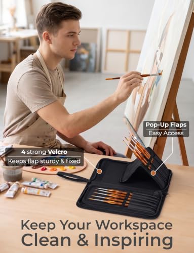 Image of Short Brush Holder & Organizer, Canvas Case 5.4 x 10.7 in, Black (Pack of 2)