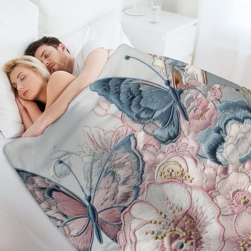 Couverture en flanelle douillette et chaude plaid papillon cocooning