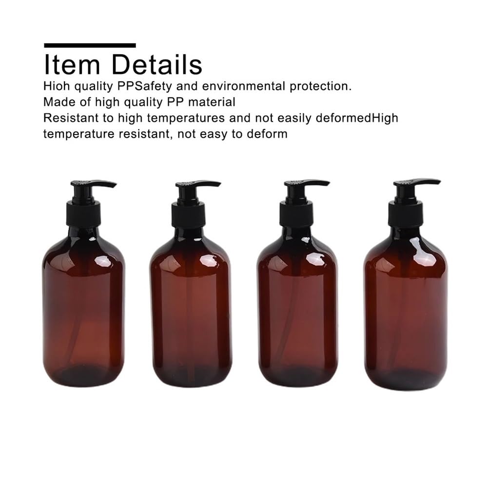 Seifenspender für Badezimmer, wiederverwendbar, Handpumpe, Spender, Flasche, Badezimmer, Duschgel, Shampoo, nachfüllbar, Braun, 4 Stück