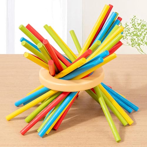 Juego de Palitos de Torre de Madera para mesa infantil con bloques multicolor 3