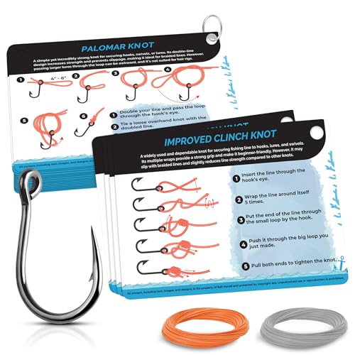 Bait Squad Fishing Knots Pocket Guide – Waterproof Fishing Knot Guide Card with 20 Essential Knots and Rigs – 2.5' x 3.5' Durable Quick Reference – Perfect Pocket Guide Fishing Gift for Anglers