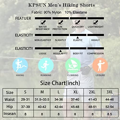 KPSUN Bermuda cargo masculina casual de secagem rápida para golfe para viagem, pesca, tática com 8 b