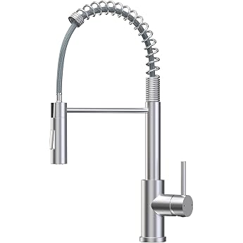 CECIPA Kitchen Tap High Pressure Kitchen Tap with Pull-Down Shower Mixer Tap Kitchen Two Spray Functions High Arc Sink Tap 360  Rotation Brushed Stainless Steel 360  rotation kitchen tap with two water jet types single lever hot and cold water stainless steel