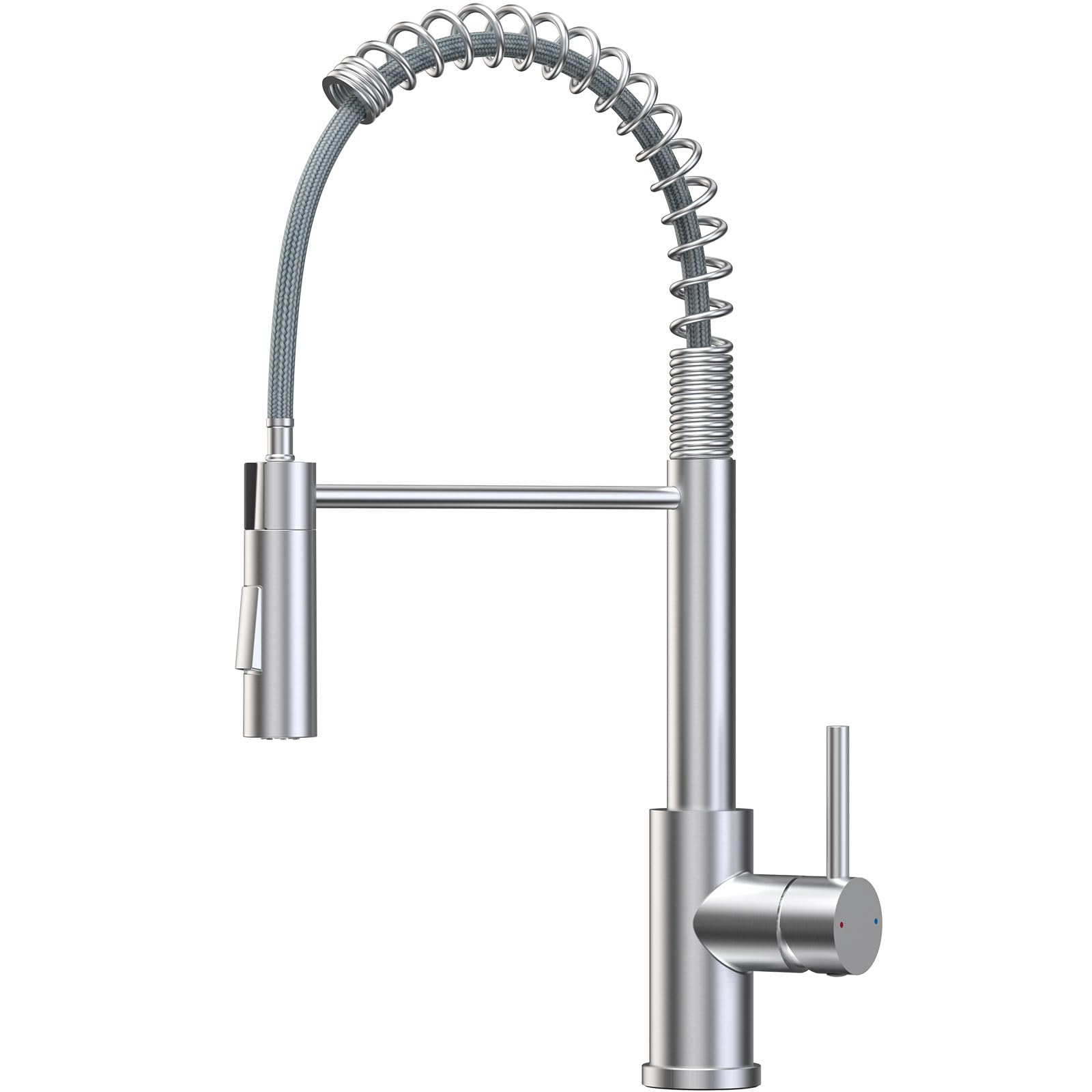 CECIPA Wasserhahn Küche, Hochdruck Küchenarmatur Mit Herunterziehbare Brause, Mischbatterie Küche Zwei Sprühfunktionen, Hoher Bogen Spültischarmatur 360° Drehung, Edelstahl Gebürstet