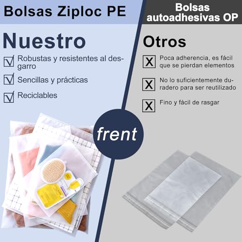 Bolsas Zip 36 Piezas Plastico Bolsas Ropa Viaje organizador maleta bolsas almacenaje ropa viaje, Reutilizable Bolsa de Transparente Viajes Accesorios para Ropa Zapatos Bragas Cosméticos(40 x 50 cm) - imagen 3