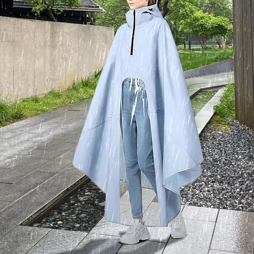 Poncho de lluvia impermeable con capucha ajustable y protección para moto 3