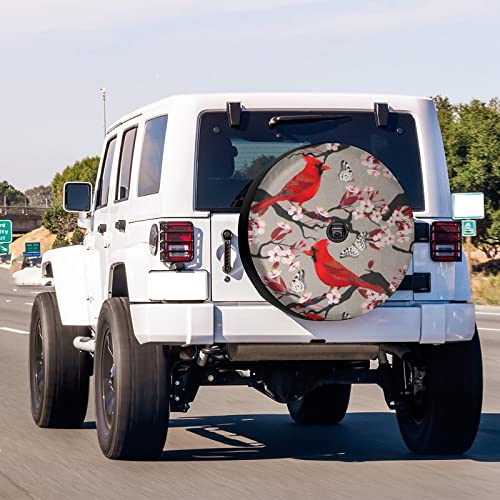 Image of Delerain Spare Tire Cover with Backup Camera Hole Red Birds Wheel Covers Waterproof Dust-Proof UV Sun Universal Fit for RV Trailer RV SUV Truck (18 Inch for Diameter 32 inch-34 inch)