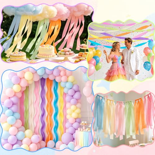 Image of 8 Rolls Pastel Streamers, Crepe Paper Streamers Party Decorations for Pastel Birthday Party Bachelorette Wedding Bridal Baby Shower