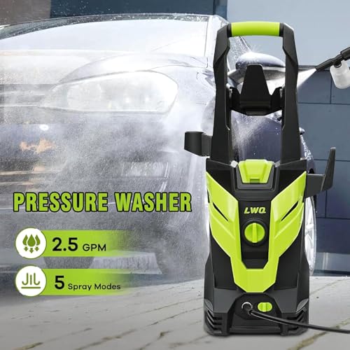 Image of Pressure Washer, Portable Power Washer, 4 Quick Connect Nozzles, High Pressure Cleaning Machine for Car Fence Driveway Patio Washing and More(Light Green)