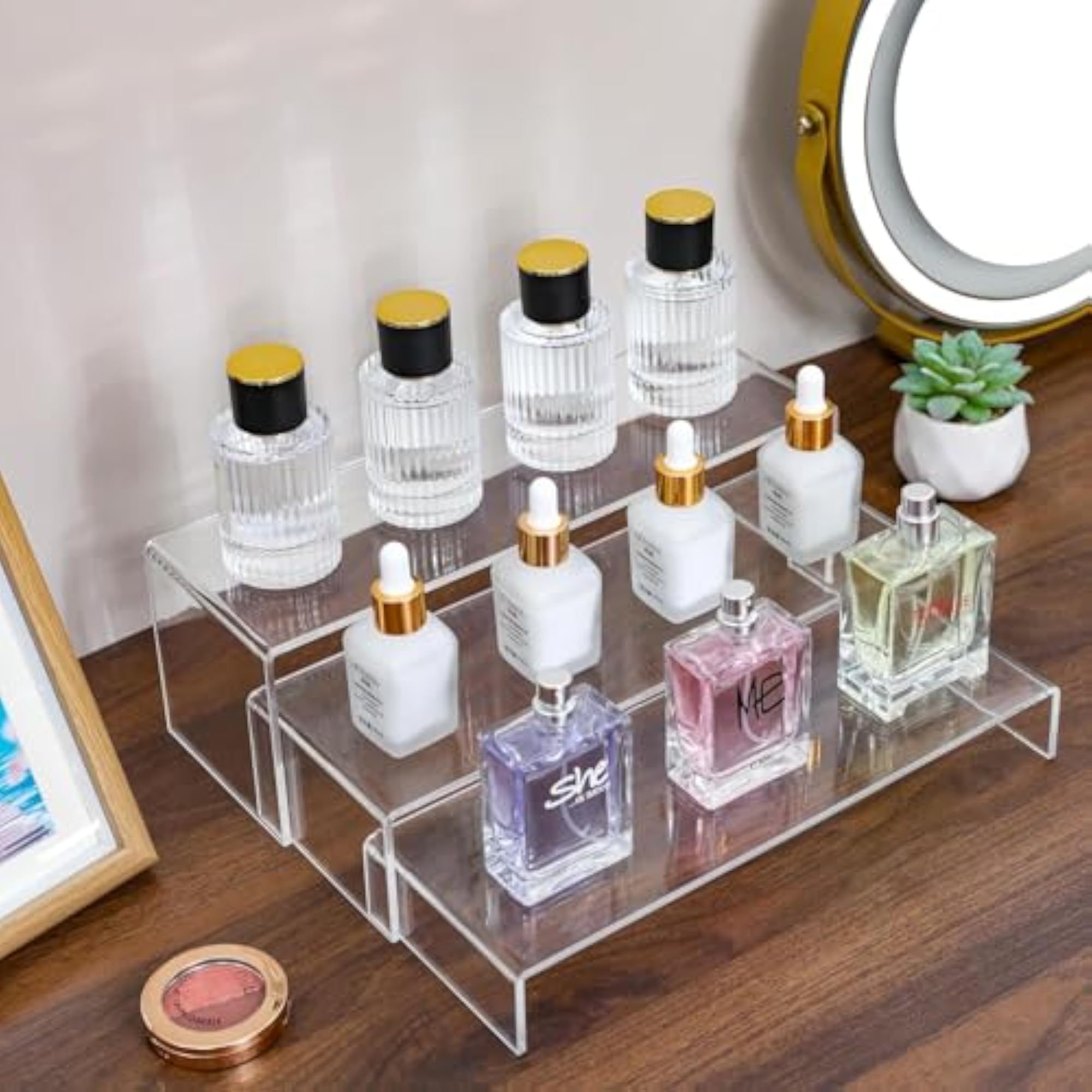 Acrylic Display Risers, 6Pcs Rectangular Tiered Table Shelves Stand