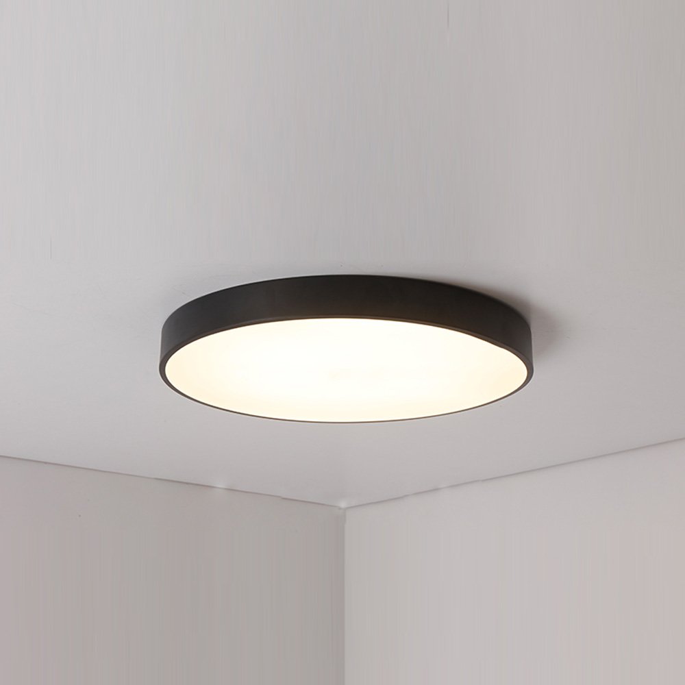 Ultra-cienka, okrągła lampa sufitowa LED, 6000 K, do sypialni, salonu, gabinetu, na balkon, do korytarza, oświetlenie sufitowe, wysoka jakość (czarna)