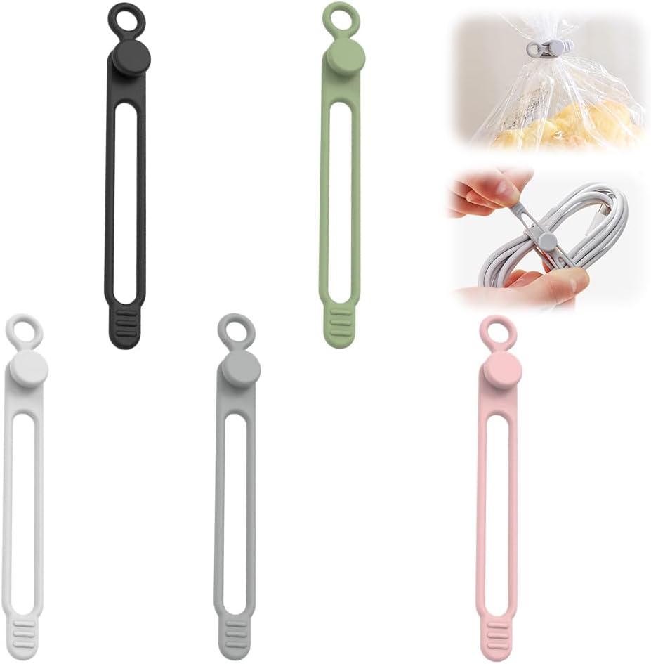 Data Cable Organizer, 2025 New Silicone Headphone Organizers, Silicone Cable Ties Reusable Cable Management Organizers Multipurpose Elastic Cord Organizer for Bundling and Fastening Cables (5 Pcs)