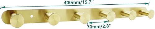 Miniatura 2 de Perchero montado en la pared, ganchos de acero inoxidable, perchero colgante de entrada resistente, riel de gancho multiusos con 6 ganchos para