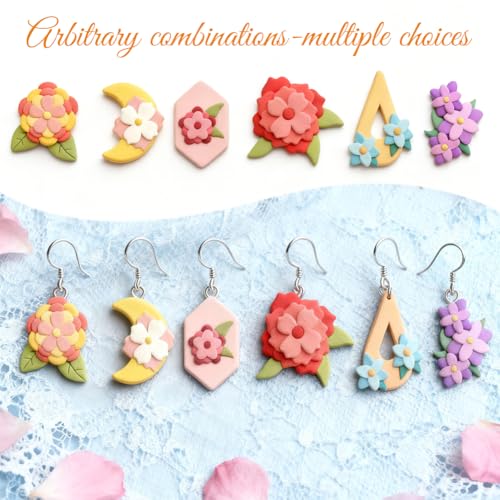 Image of ORIGACH 17 Pcs Flower Petal Polymer Clay Cutters Set Earring Clay Cutter DIY Craft Supplies for Earring and Jewelry Making