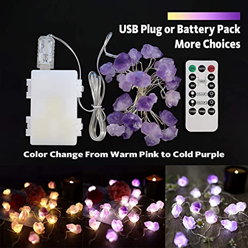 Belniak Natural Amethyst Crystal Lights Color Change Gem Fairy Lights thumb #1