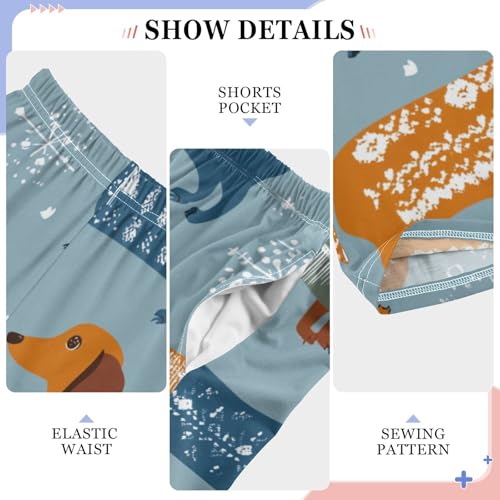 ZZXXB Dachshund Winter Snow Boys Long Pants Soft Trousers Elastic Waist Kids Lounge Bottoms with Pockets S-XL4