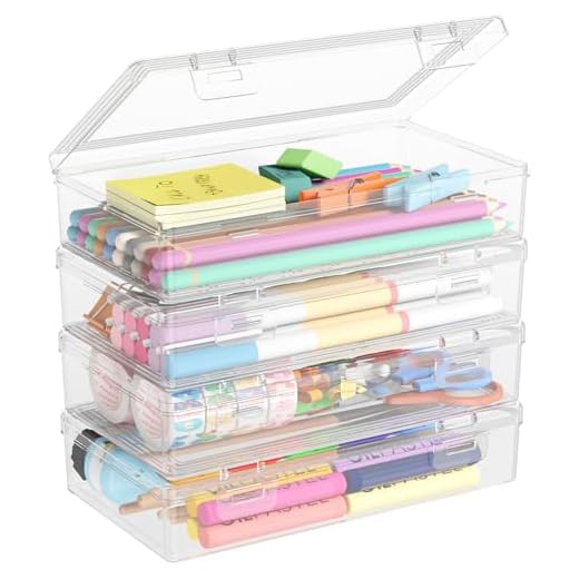 Lifewit Stiftebox mit Snap-Dicht Deckel, Hochwertiges Kunststoff Bürobedarf Organizer, Aufbewahrungsbox für Schreibwaren/Art Supply/Kosmetika/Werkzeugteile/Craft, Durchsichtige, 1L, 4 Pack