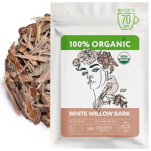 Organic White Willow Bark Tea (4 oz.) White Willow Bark Herb for Cold Infusions Decoctions & Herbal Use - Traditionally Used for Occasional Tension & Discomfort
