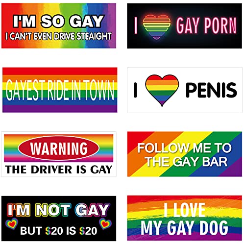 Tallew 8 Pieces Bumper Stickers Magnetic Funny Car Stickers Prank Dirty Truck Stickers Adult Joke Stickers Reusable Bumper Decals for Prank Joke Present Truck Cars Vehicle Luggage, 8 x 3 Inches