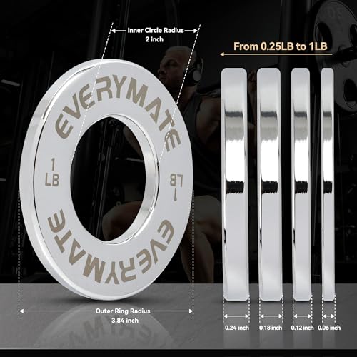 Image of EVERYMATE Fractional Micro Weight Plates Set of 8 Weight Plate Pair of 0.25LB 0.5LB 0.75LB 1 LB for Olympic Barbells for Strength Training Micro Plates Weight Plate