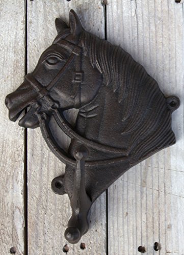 Horse Head Wall Hook Cast Iron Black Horse Head Plaque with Double Hook Hanger