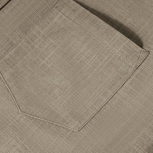 Dress Shirt for Men 2026 Linen Short Sleeve Summer Beach Shirt Soft Comfy Collared Button Down Shirt Cruise Wear Khaki - 4
