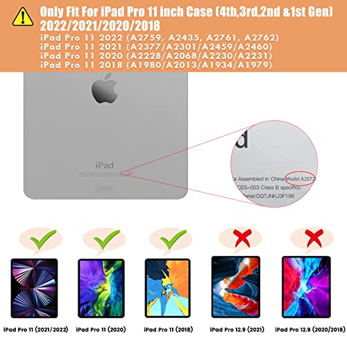 Infiland Compatible With Ipad Pro 11 Inch Case (4Th,3Rd,2Nd &1St Gen) 2022/2021/2020/2018, Crystal Clear Both Back & Frame [Anti-Yellowing] + Pencil Holder, Silver #TOP5