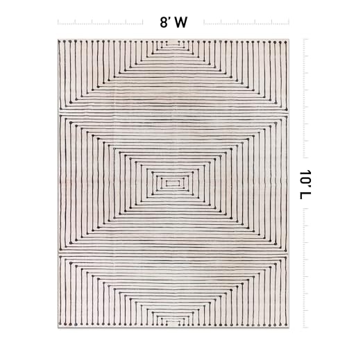 Rugshop Marbella Bohemian Stripes Washable Non Slip Area Rug 8' x 10' Beige