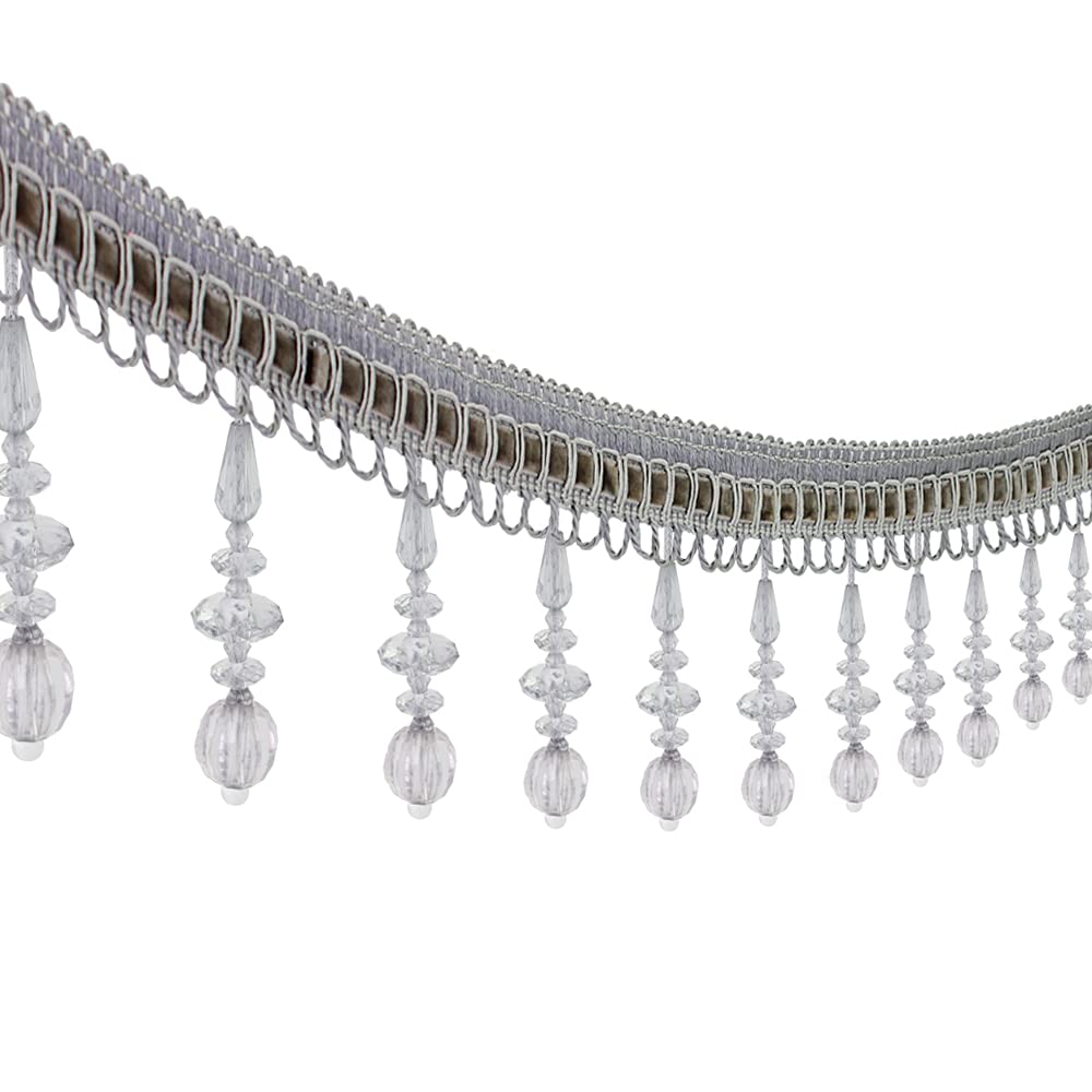 SePkus Décoration de Pompon exquise, 6 mètres de Perles, Franges de Rideau, Perles de Citrouille suspendues, Bord de Rideau en Dentelle (Gris) (Gris)