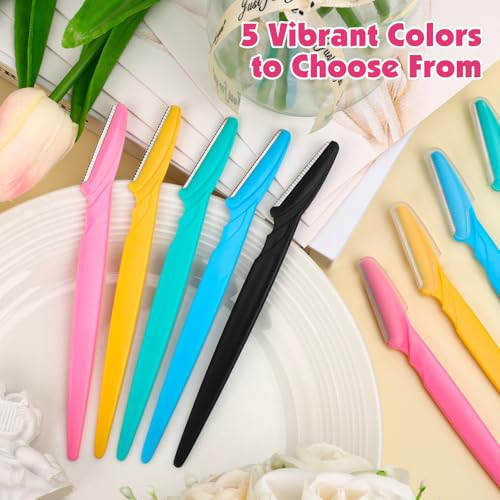 100 Pcs Dermaplaning Tool Set, Eyebrow Razor and Face Razors for Women and Men, Eyebrow Trimmer and Shaver with Protective Covers - Safe, Newbie-Friendly, Multi-Color Set for Smooth Skin - Image 4