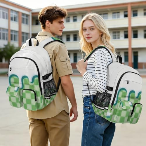 Mochila de viaje infantil cómoda de cuadros de helado verde anti dolores 7