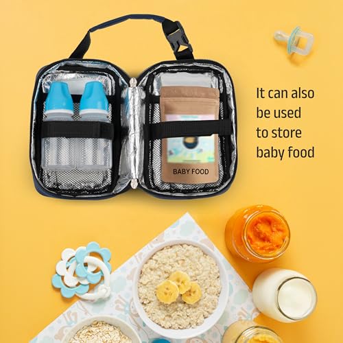 Image of Small Portable Cooler Breastmilk Storage Bag - Insulated Leakproof Breast Milk Storage for Baby Feeding Bottles, Keeps Milk Fresh 6-8 Hours with 2 Ice Gel Packs, (Sapphire Blue)