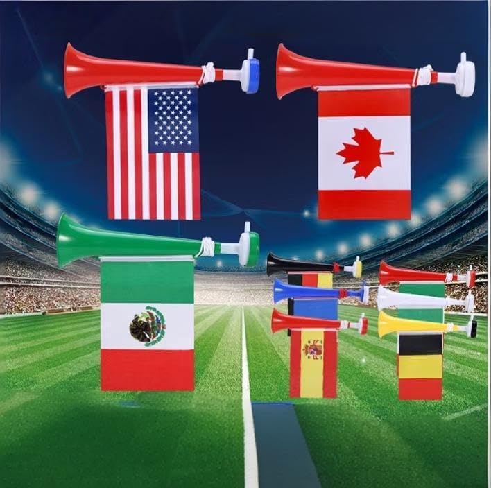 Custom Country Flag Cheering Horn | 120dB Loud Soccer Vuvuzela | Essential for World Cup, UEFA, Fan Parties | Portable Handheld Stadium Horn (USA)