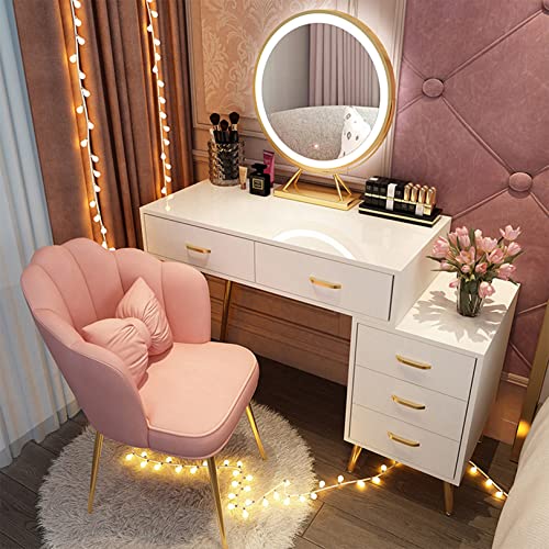 GAONUDAN Coiffeuse Rock Slab Vanity Table Set Maquillage Coiffeuse Chambre Commode Bureau avec Miroir 3 Couleurs, 6 Tiroirs de Rangement et Tabouret pour...
