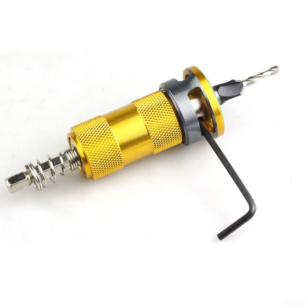 Juego de brocas avellanadas de profundidad ajustable, brocas avellanadas para carpintería, juego de brocas para madera, plástico, metal suave, 6 piezas (dorado)