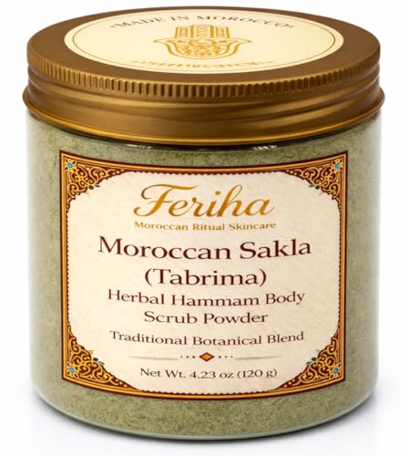 FERIHA Moroccan Sakla Tabrima Body Scrub Powder – Traditional Ham...