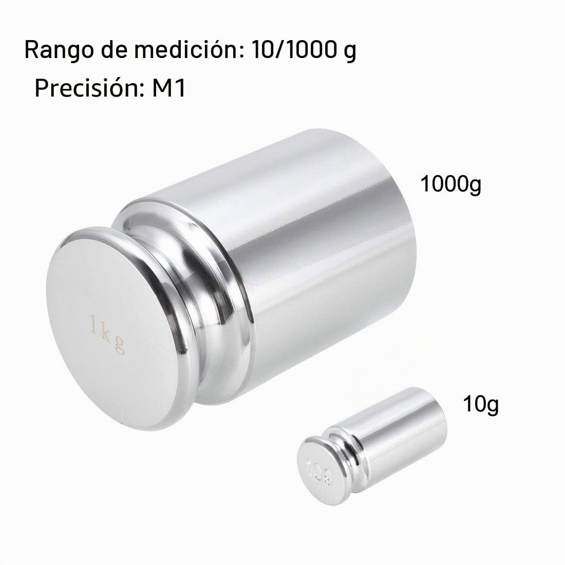 sourcing map Juego de pesas de calibración 10g 1000g M1 Acero cromado de precisión para balanzas digitales