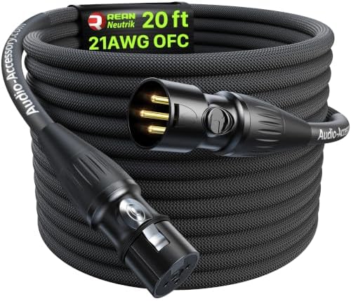 AA AUDIO ACCESSORY XLR Cables 20ft, 21AWG OFC Dual Shielded Mic Cord