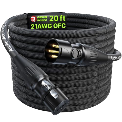 AA AUDIO ACCESSORY XLR Cables 20ft, 21AWG OFC Dual Shielded Mic Cord