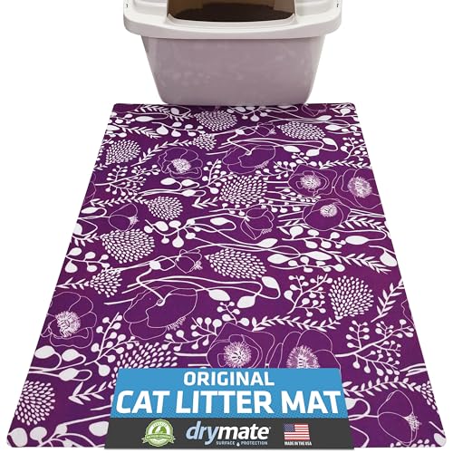 Image of Drymate Cat Litter Box Mat, Litter Trapping Mat, Waterproof, Urine-Proof, Absorbent, Machine Washable, Soft on Paws, Contains Mess, Protects Floors, Kitten Supplies, Purple, 20x28